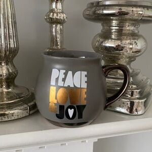 Threshold Coffee Mug Peace Love &‎ Joy gray gold